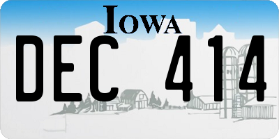 IA license plate DEC414