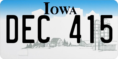 IA license plate DEC415