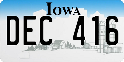 IA license plate DEC416