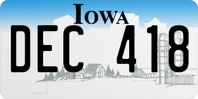 IA license plate DEC418