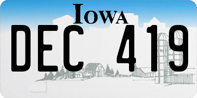 IA license plate DEC419