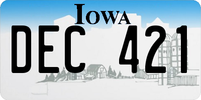 IA license plate DEC421
