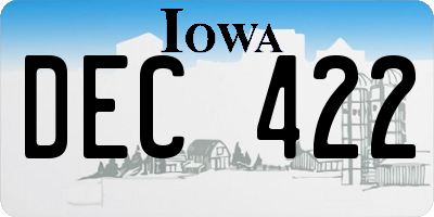 IA license plate DEC422