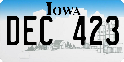 IA license plate DEC423