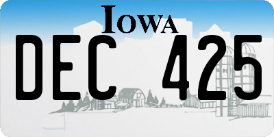 IA license plate DEC425