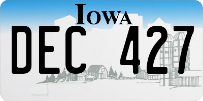 IA license plate DEC427
