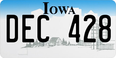 IA license plate DEC428