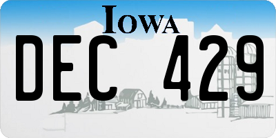 IA license plate DEC429