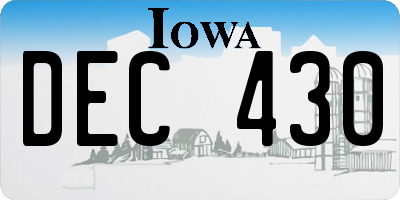 IA license plate DEC430