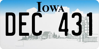 IA license plate DEC431