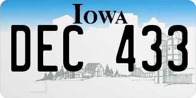 IA license plate DEC433