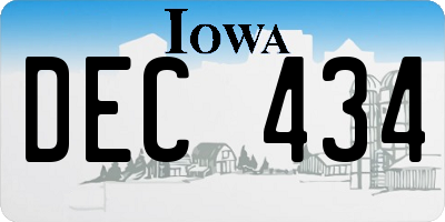 IA license plate DEC434
