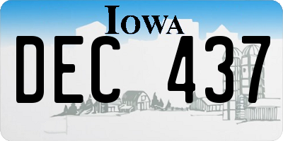 IA license plate DEC437