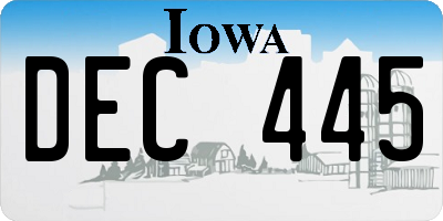 IA license plate DEC445