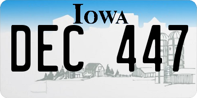 IA license plate DEC447