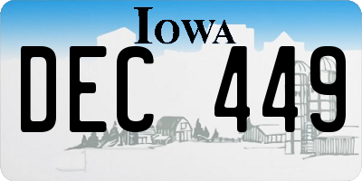 IA license plate DEC449