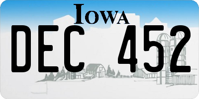 IA license plate DEC452
