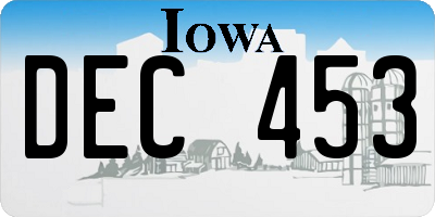 IA license plate DEC453