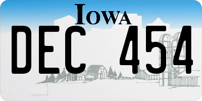 IA license plate DEC454