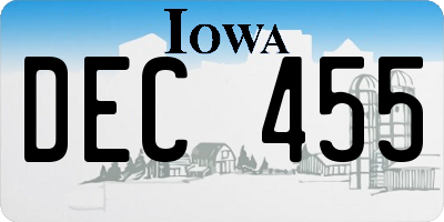 IA license plate DEC455