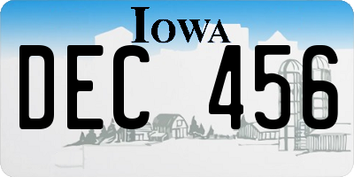 IA license plate DEC456