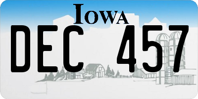 IA license plate DEC457