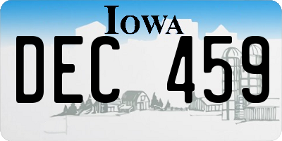 IA license plate DEC459