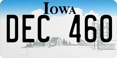 IA license plate DEC460