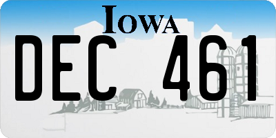 IA license plate DEC461