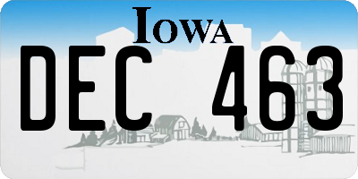 IA license plate DEC463