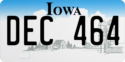IA license plate DEC464