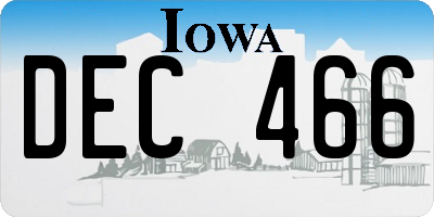 IA license plate DEC466