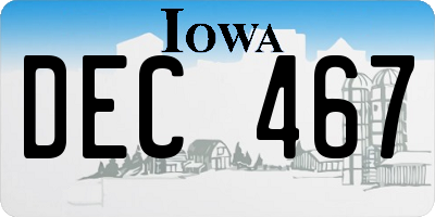 IA license plate DEC467