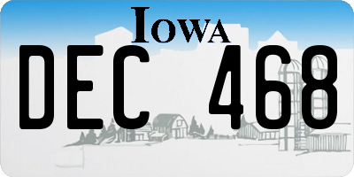IA license plate DEC468