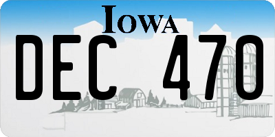 IA license plate DEC470