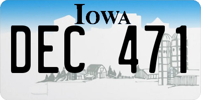 IA license plate DEC471