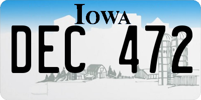IA license plate DEC472