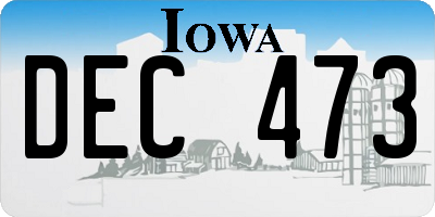 IA license plate DEC473
