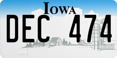 IA license plate DEC474