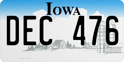 IA license plate DEC476