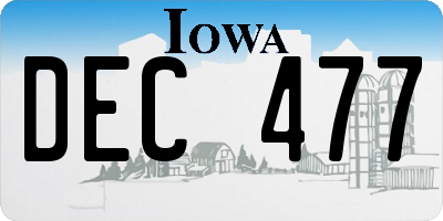 IA license plate DEC477