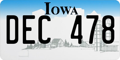 IA license plate DEC478