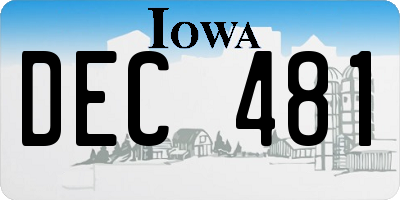 IA license plate DEC481