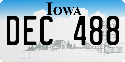 IA license plate DEC488
