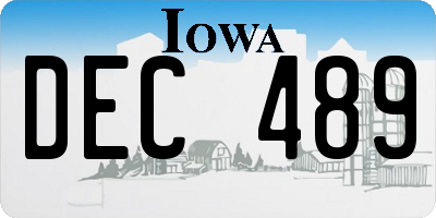 IA license plate DEC489