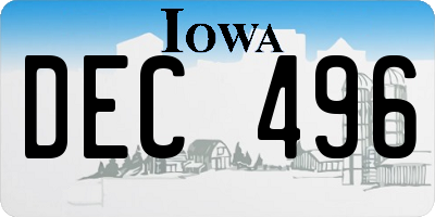 IA license plate DEC496