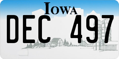 IA license plate DEC497