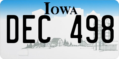 IA license plate DEC498