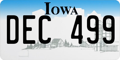 IA license plate DEC499