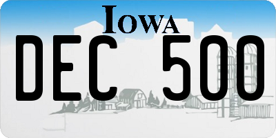IA license plate DEC500